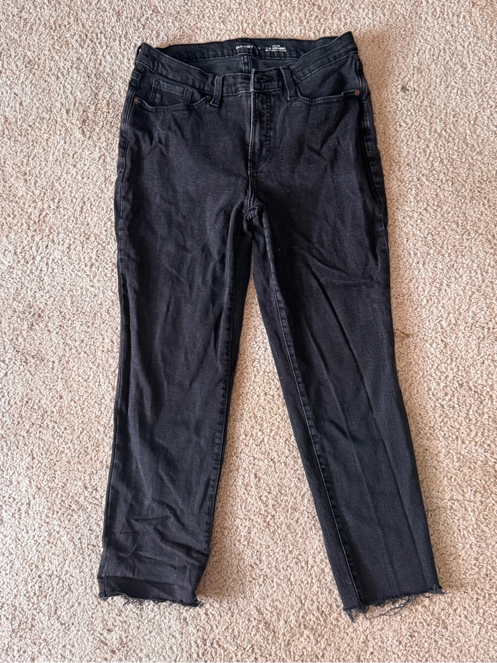 Old Navy Black Straight-Leg Jeans with Raw Hem